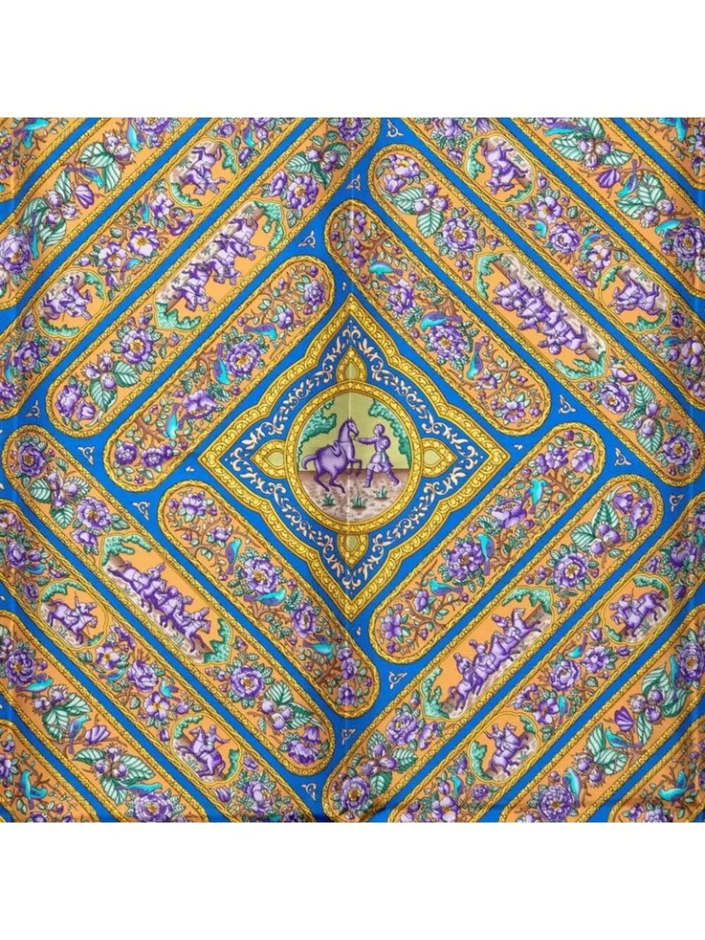 Hermes Carre 90 Qalamdan Scarf Gray Multicolor Silk - Picture 3 of 8